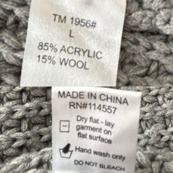 THEME Cardigan Sweater Gray Chunky Open Drape Front Pockets - Picture 9 of 9